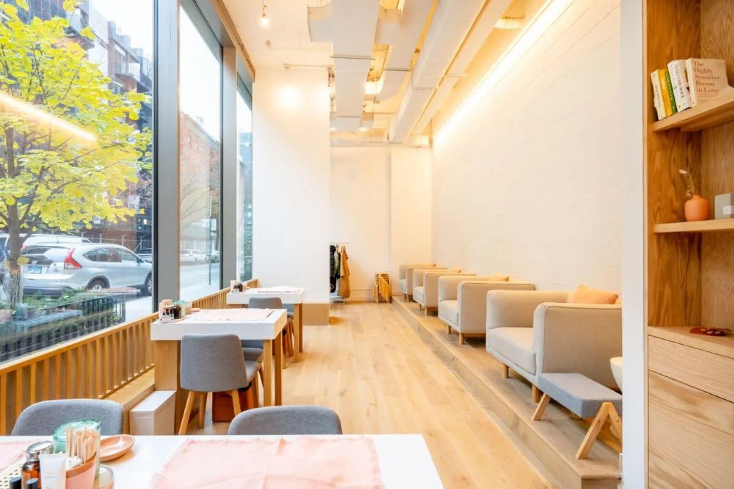 The calm, sunlit interior of Sundays Nail Care in the East Village